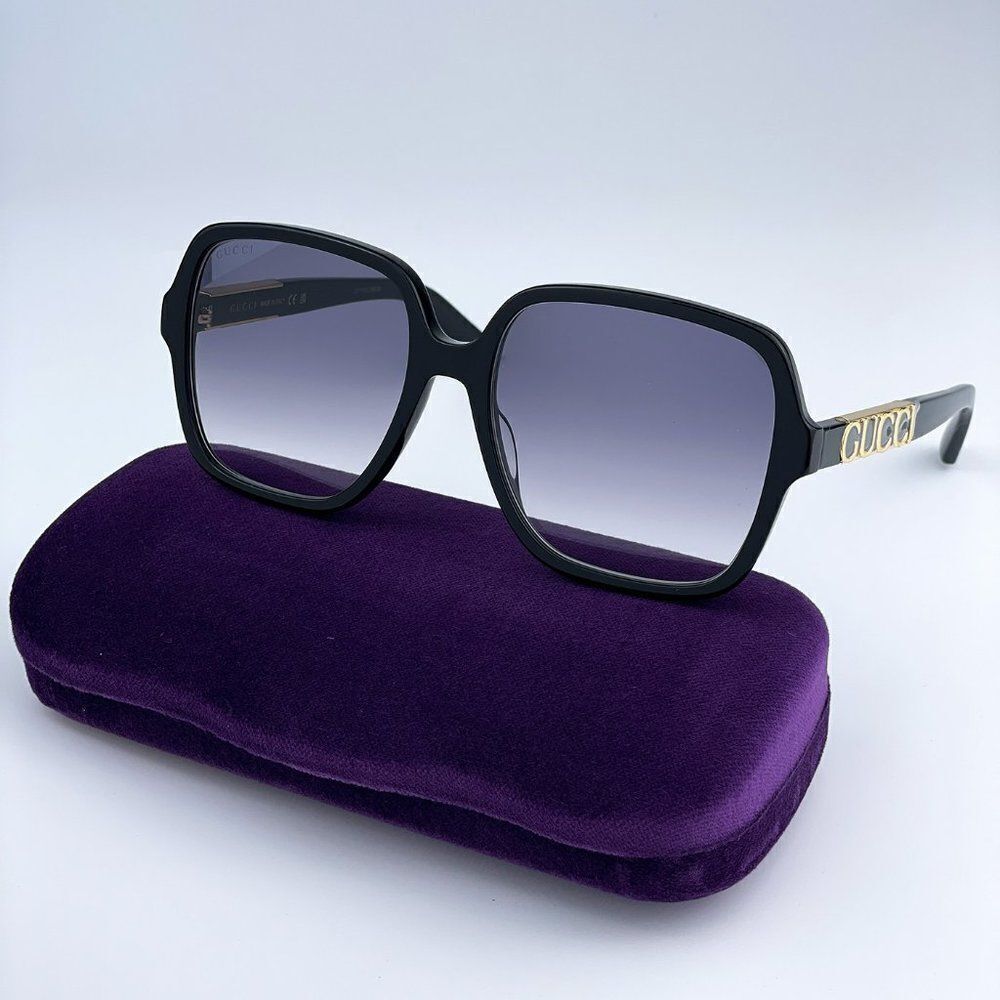 NEW Gucci GG1189S 002 Black Grey Gradient Square Oversized Women Sunglasses
